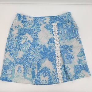 Lilly Pulitzer Skort Womens 4 Luxletic Blue Floral Tennis Pickleball Golf Pocket